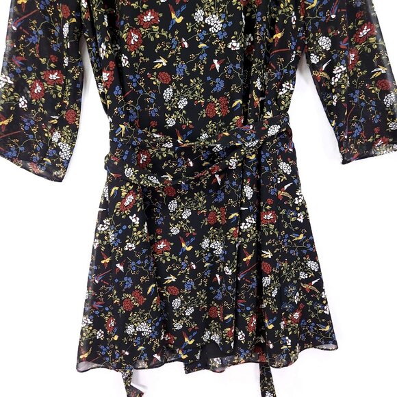 Madewell Ruffled Wrap Dress Size Medium Sheer-Sleeve in Finch Floral - Picture 8 of 16